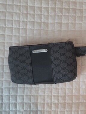 Michael Kors Black and Gray MK Logo Crossbody Belt Bag